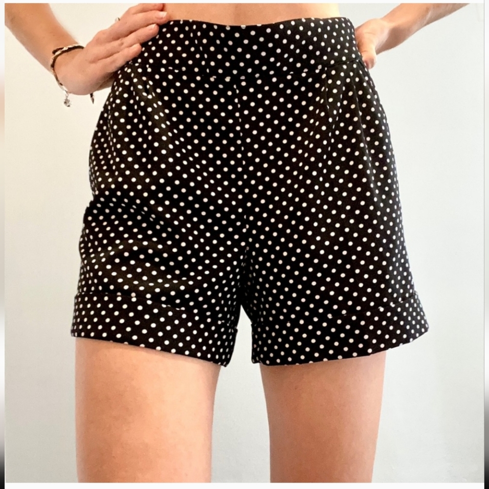 NY&Co high waist black polka dot shorts